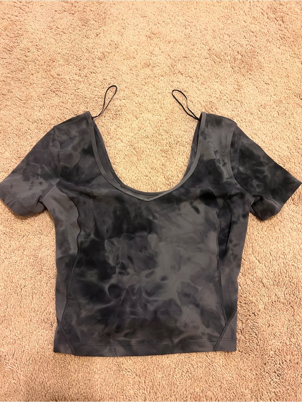 lululemon athletica Black Marble Scoop Crop Top